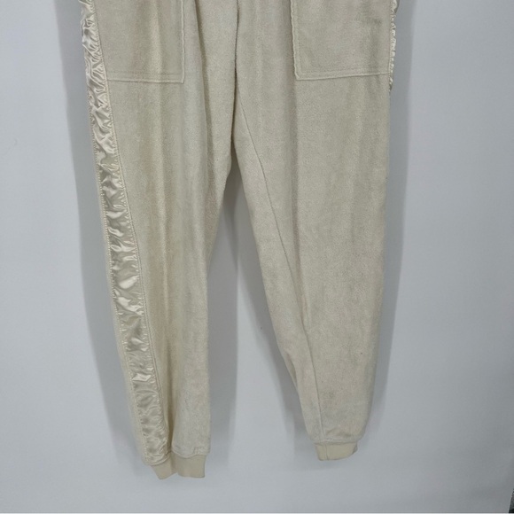 ATM Loop Cream Satin French Cotton Terry Pull-on‎ Chalk Jogger Track Pants - Picture 6 of 16